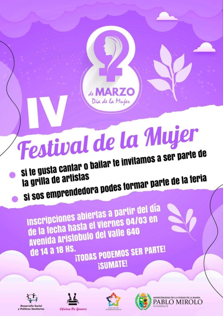 El municipio realizará el festival de la mujer con shows, feria e importantes premios 