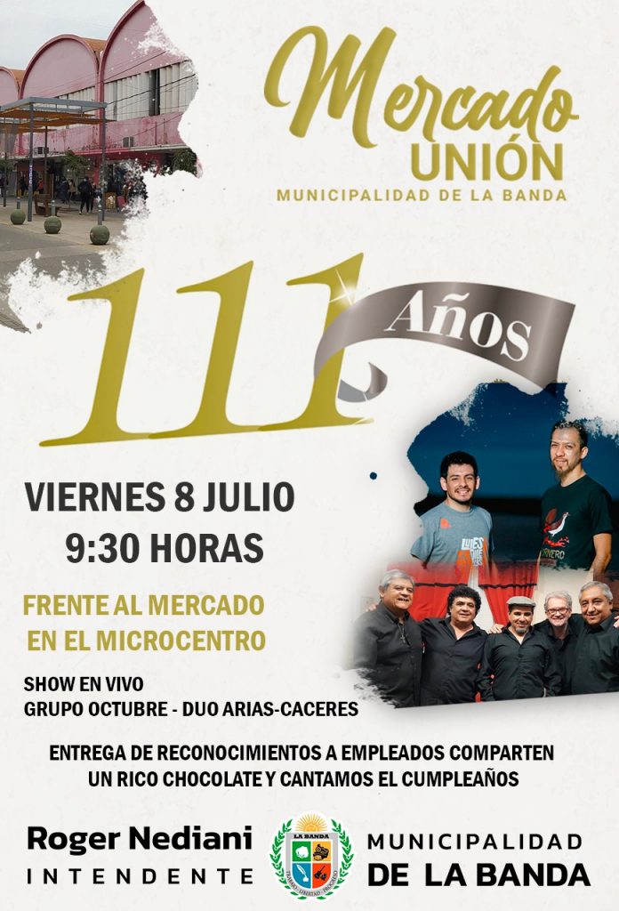 El Grupo Octubre y el Dúo Arias-Caceres actuarán para celebrar los 111 años del Mercado Unión  