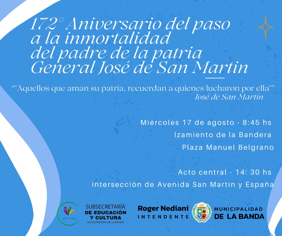 La Banda realizará actividades conmemorativas por el paso a la inmortalidad del General San Martín