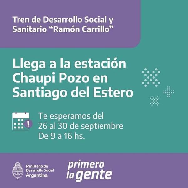 Tren Sanitario Ramón Carrillo llega este lunes a Santiago
