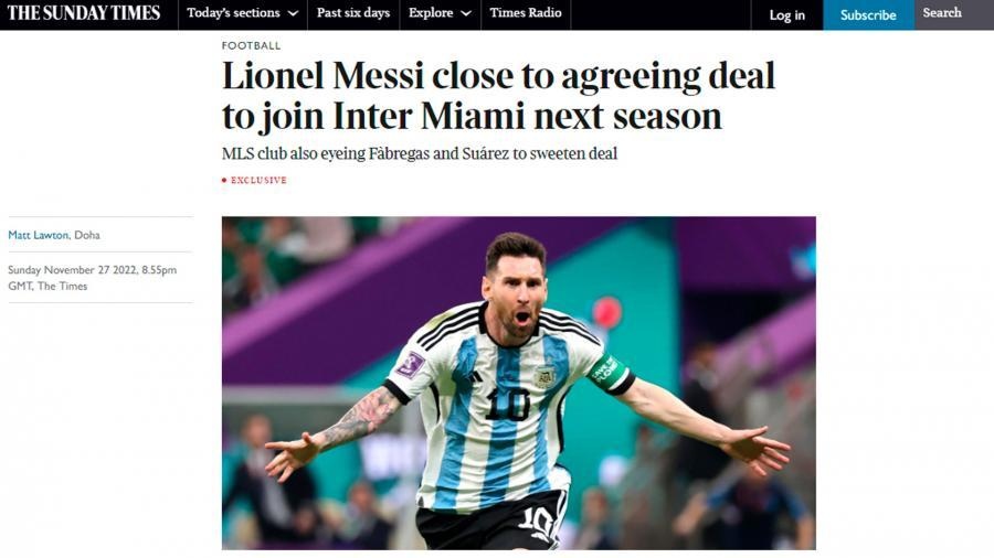 Diario británico afirmó que Messi ya acordó sumarse al Inter Miami en 2023