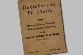 El 20 de diciembre de 1945 el expresidente Juan D. Perón instaura el aguinaldo