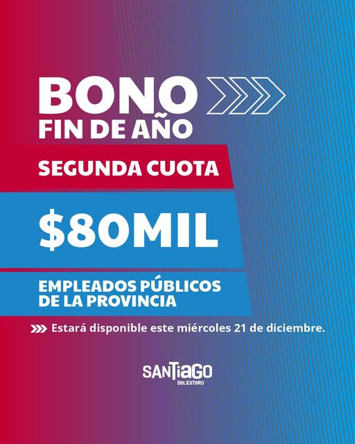 Se pagará la segunda cuota del bono de fin de año a todos los trabajadores de la administración pública provincial