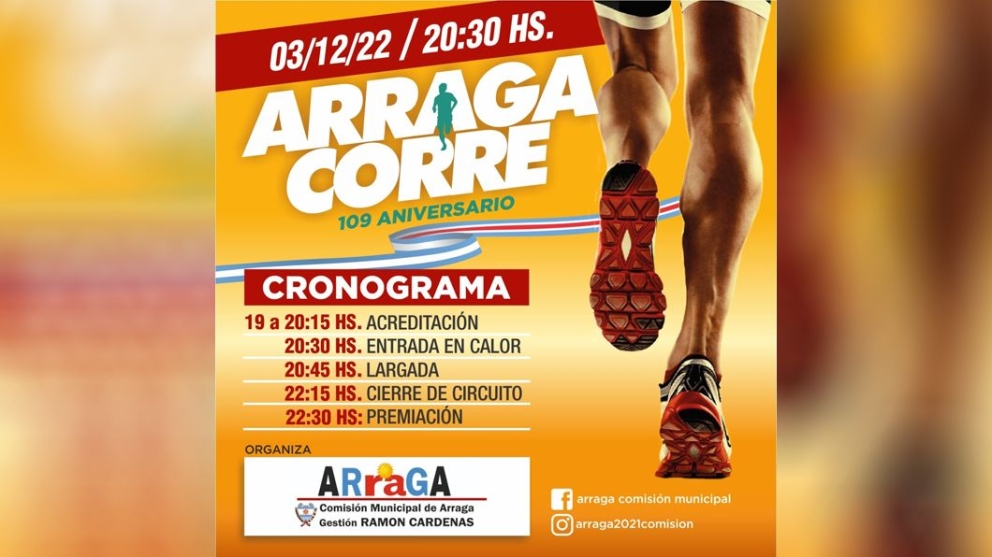 Este sábado 3 tendrá lugar el imperdible maratón «Árraga Corre»