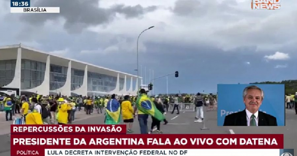 El Presidente habló en la TV brasileña y pidió unión para “defender la democracia”