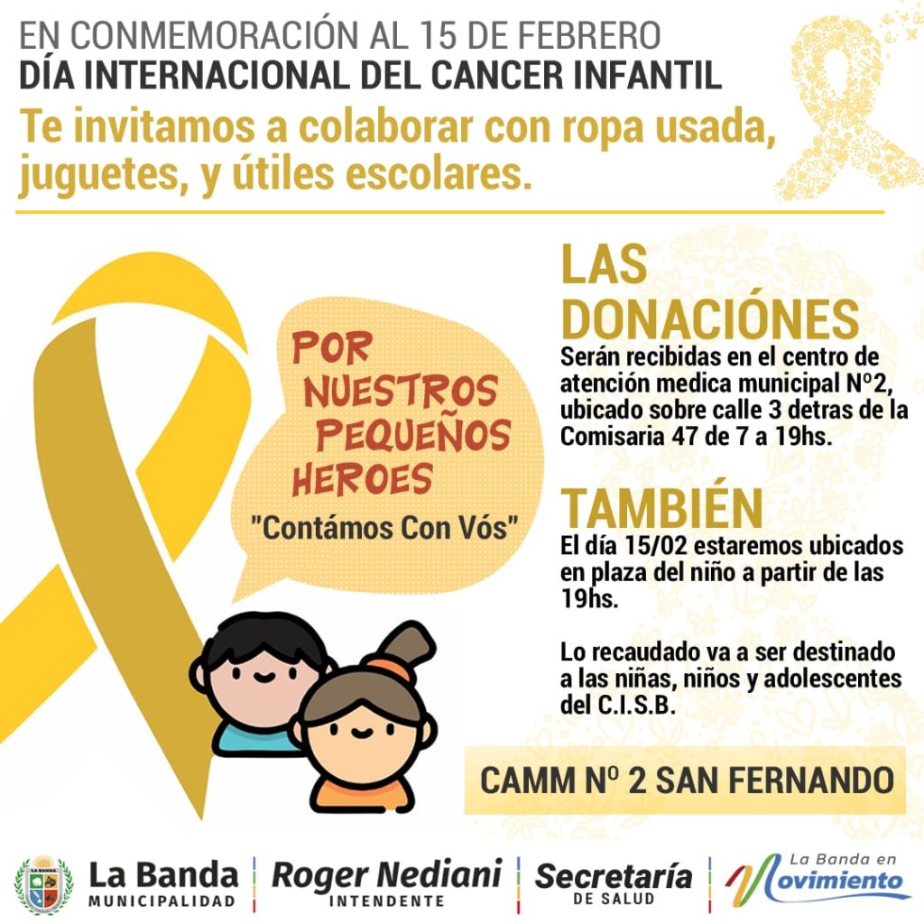 El área de Salud conmemorará el Día Internacional del Cáncer Infantil con varias actividades 