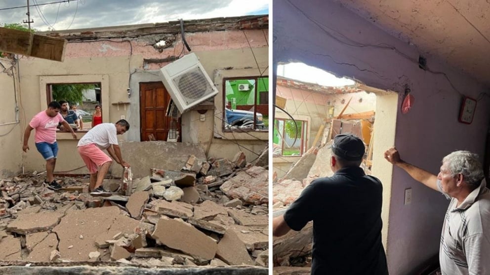 Se derrumbó el techo de una vivienda y una familia se salvó de milagro