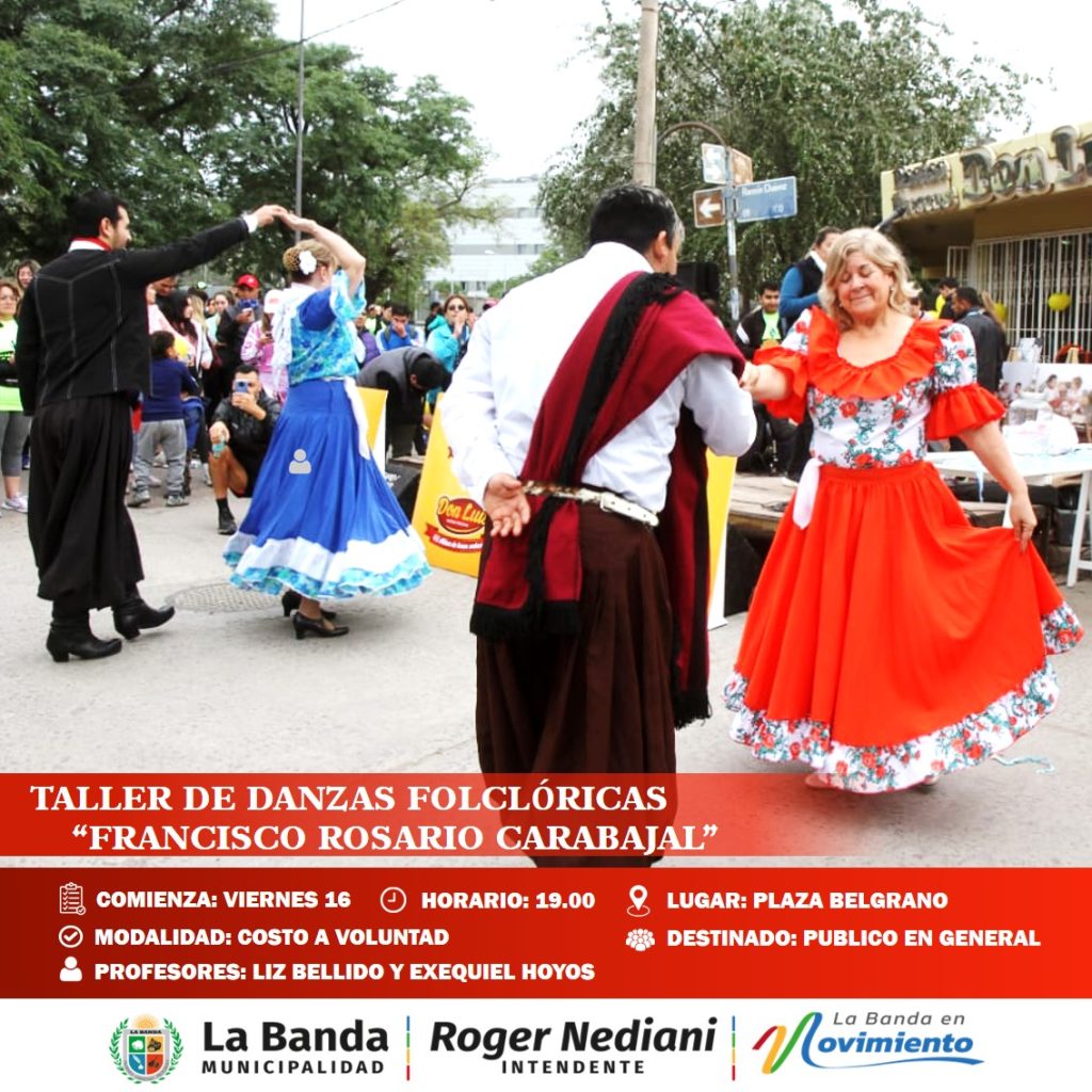 La municipalidad invita a participar de un taller de danzas folclóricas en la Plaza Belgrano