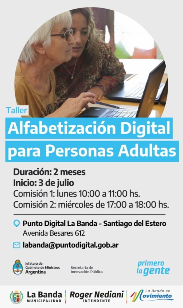 Se dictará taller de “Alfabetización digital para personas adultas” en la Casa del Bicentenario