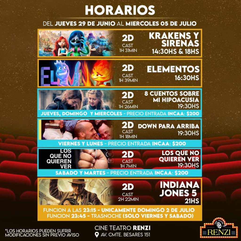 El Cine Teatro Municipal Renzi renueva su cartelera con el estreno “Indiana Jones 5”