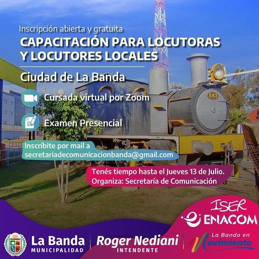 El municipio bandeño convoca a participar de una capacitación para Locutor certificada por ENACOM