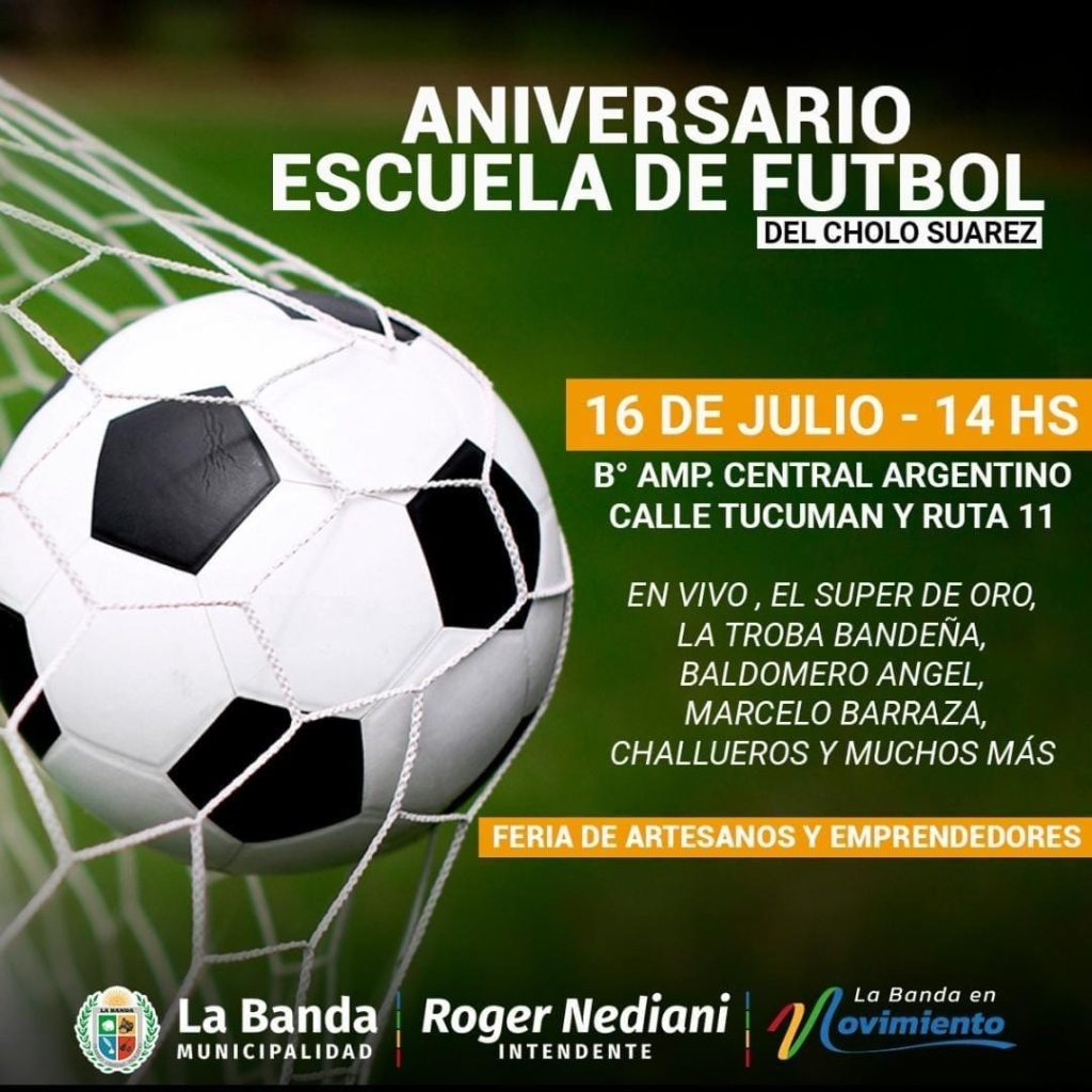 El municipio invita a la comunidad a participar de los festejos por el 9º aniversario de la escuela de futbol del Cholo Suarez