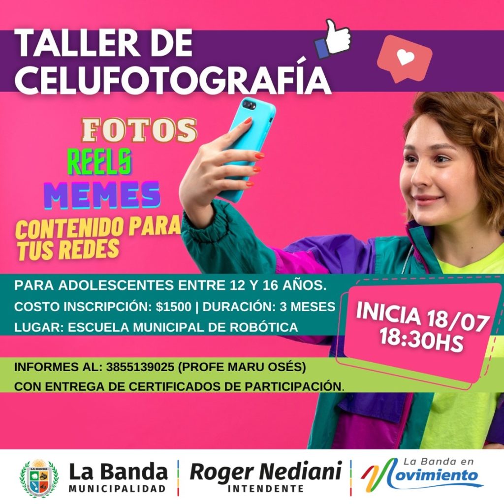 Convocan a la comunidad a participar del taller de Celufotografía