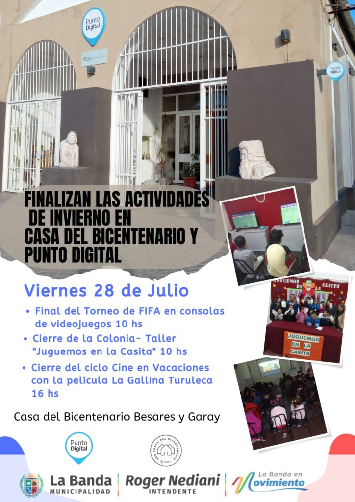 El viernes 28 finalizan las actividades de invierno en la Casa del Bicentenario