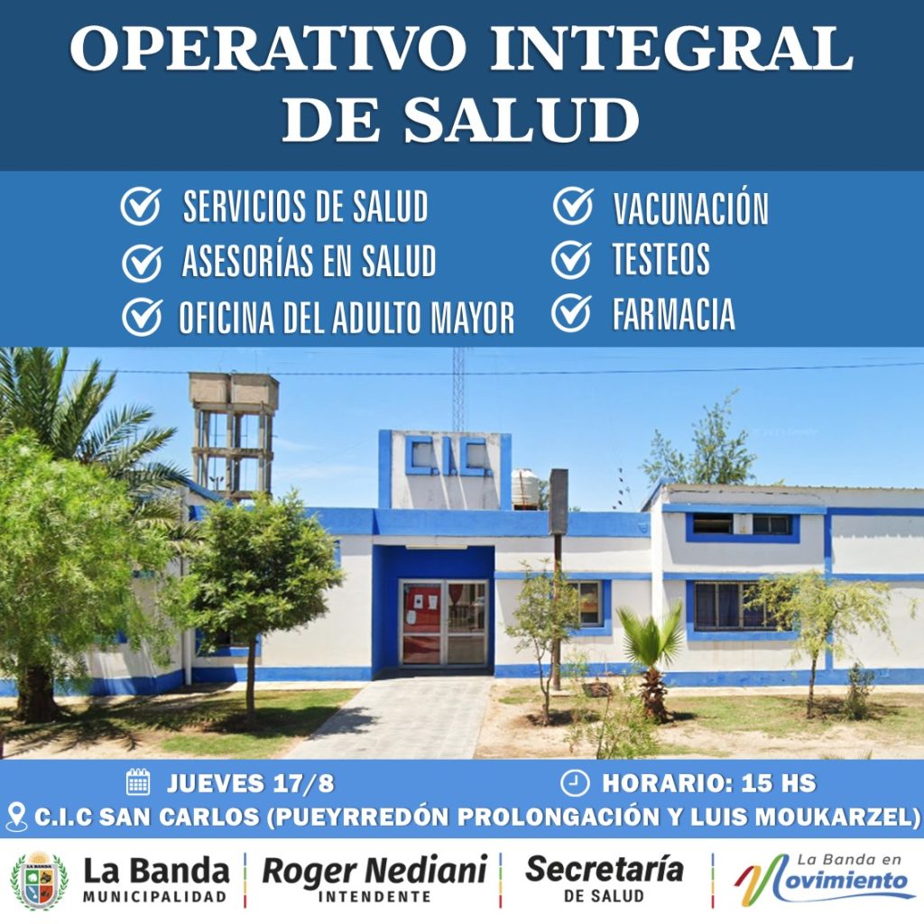 Un nuevo operativo integral de Salud se realizará en el B° San Carlos 