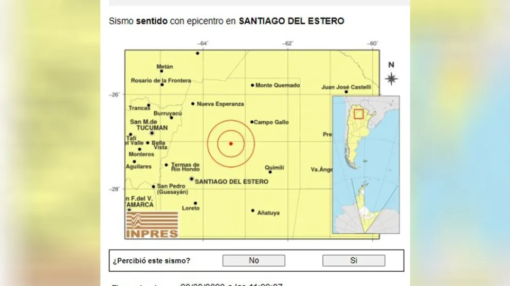 Fuerte sismo de 5.8º sacudió a Santiago del Estero pasadas las 11 de la mañana