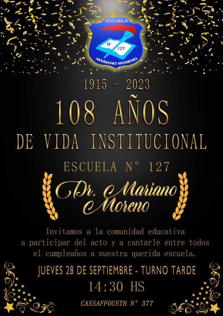 Aniversario N°108 de la Escuela Estatal «Dr. Mariano Moreno» de la ciudad La Banda