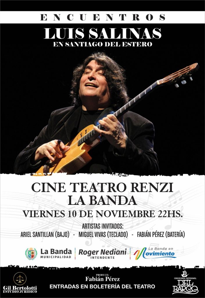 El reconocido guitarrista y compositor Luis Salinas se presentará en el Renzi 