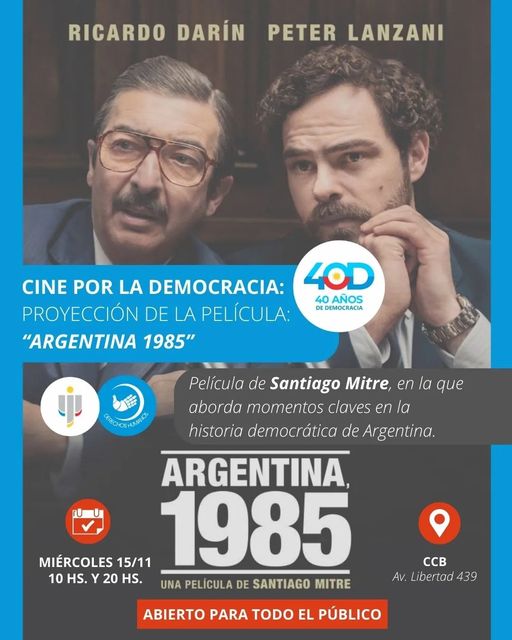 Cine por la Democracia – Proyección de la Película «Argentina 1985»