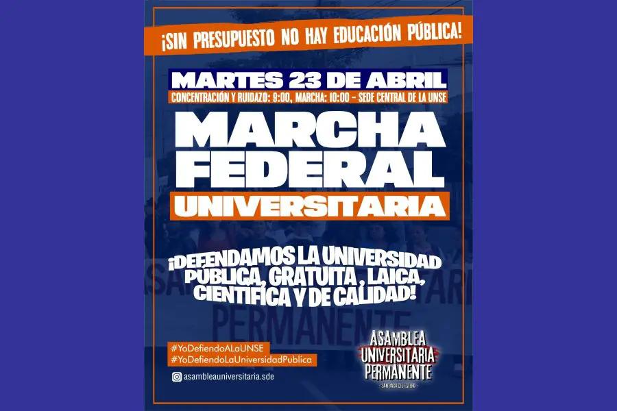 La Marcha Federal Universitaria se replicará en Santiago el 23 de abril
