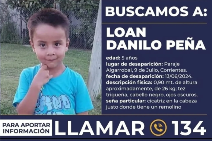 Desesperada búsqueda de Loan: tiene cinco años y desapareció cuando jugaba en un campo de Corrientes