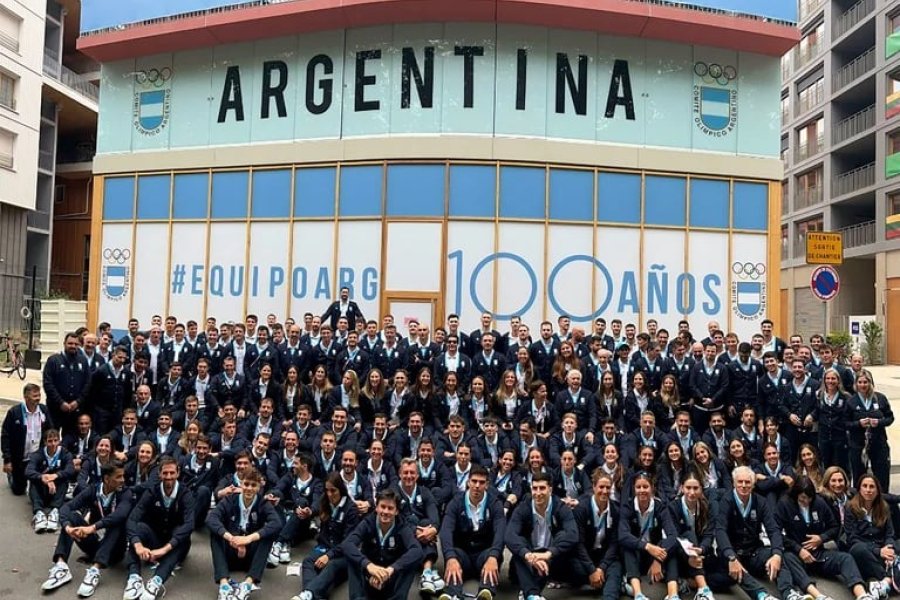 La foto de la delegación argentina antes de la inauguración de los Juegos Olímpicos