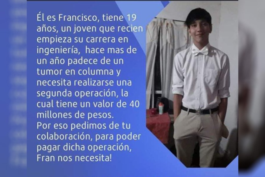 Un joven de 19 años necesita ayuda para una operación de columna que cuesta 40 millones de pesos