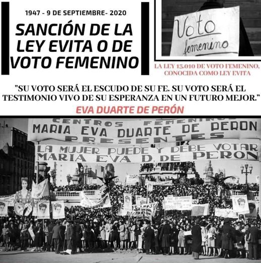 Sanción de la Ley Evita o de sufragio femenino