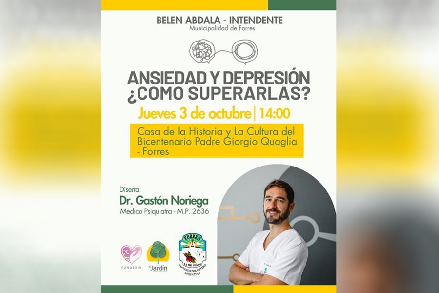 Forres: Brindarán taller titulado «Ansiedad y Depresión: ¿Cómo superarlas?»