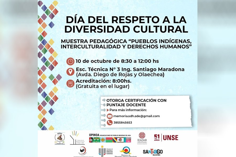 Invitan a acto y muestra pedagógica por el Día del Respeto a la Diversidad Cultural