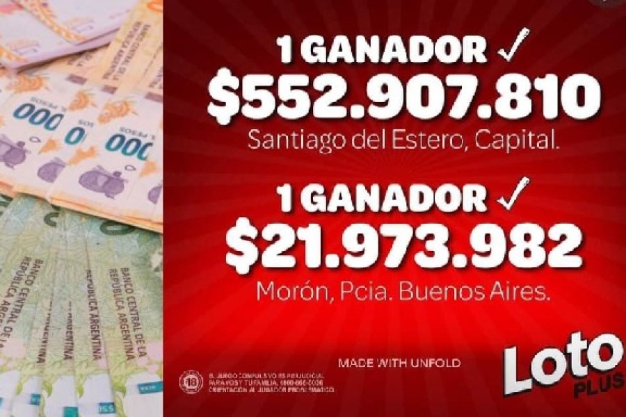 Un santiagueño acertó más de 500 millones de pesos en el Loto Plus