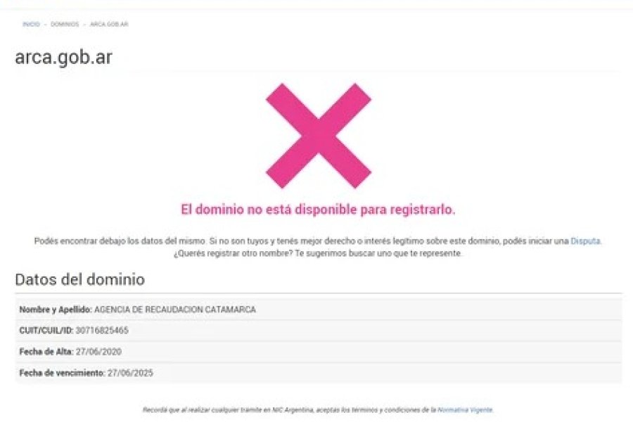 Sin la AFIP, ¿dónde se factura?: el dominio de Internet ARCA.gob.ar no está disponible