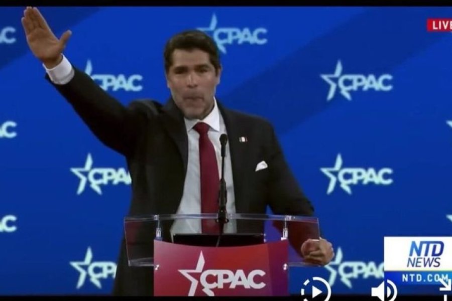 Otro referente de la extrema derecha realizó el saludo nazi en la conferencia de la CPAC a la que asistió Milei