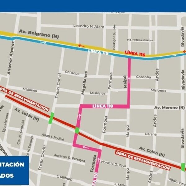 Obra de repavimentación en avenida Colón: Cruces habilitados y desvíos de colectivos