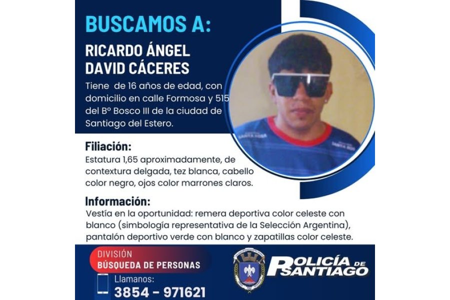 Buscan a un adolescente del B° Bosco III