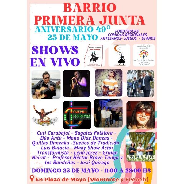 El barrio Primera Junta celebra su 49° aniversario con una gran fiesta el 25 de mayo