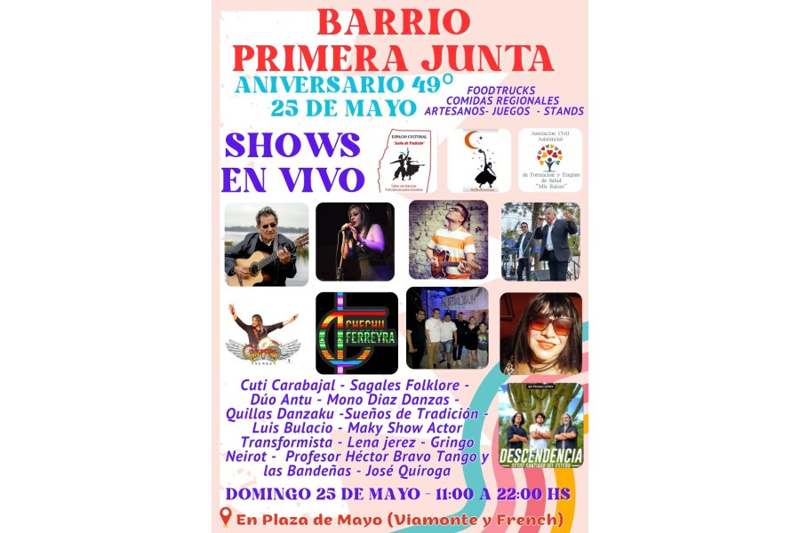 El barrio Primera Junta celebra su 49° aniversario con una gran fiesta el 25 de mayo