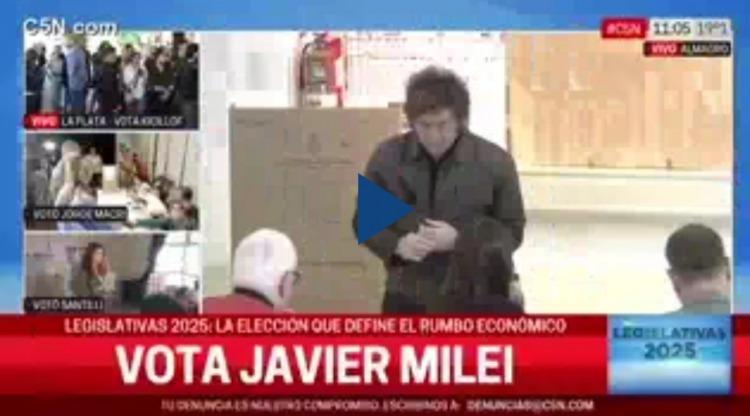 Voto Milei en la UTN y evitó hablar con la prensa