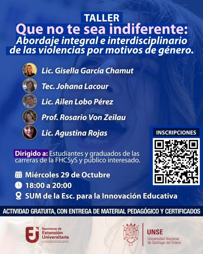 La Universidad Nacional de Santiago del Estero organiza taller sobre el abordaje integral de las violencias de género La Universidad Nacional de Santiago del Estero organiza taller sobre el abordaje integral de las violencias de género