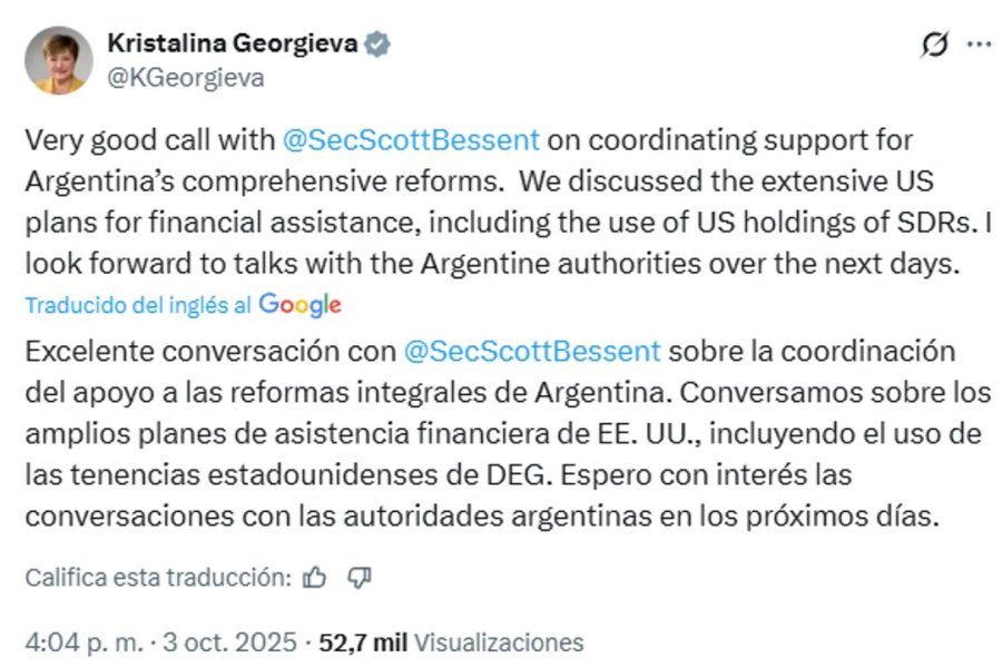 Fuerte señal del FMI y EE.UU.: Coordinan un «amplio» plan de asistencia financiera para Argentina