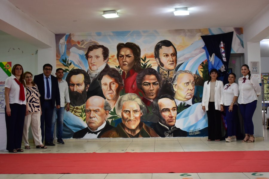 Colegio Mutualista Shishilo enaltece figuras de próceres argentinos con mural por el Día de la Soberanía