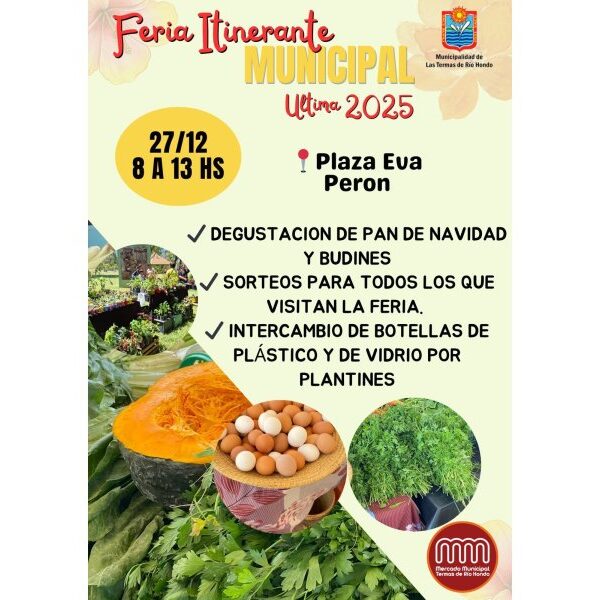 Cierre de año en Las Termas: La feria municipal despide el 2025 en Plaza Eva Perón