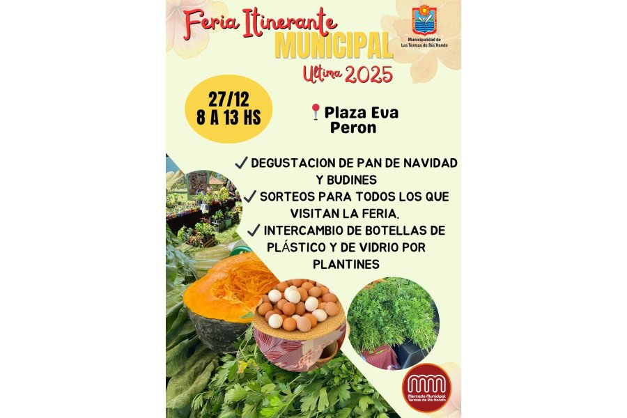 Cierre de año en Las Termas: La feria municipal despide el 2025 en Plaza Eva Perón