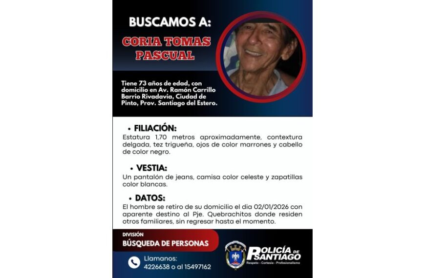 Desesperada búsqueda en Pinto: Un abuelo de 73 años desapareció hace cinco días camino a un paraje