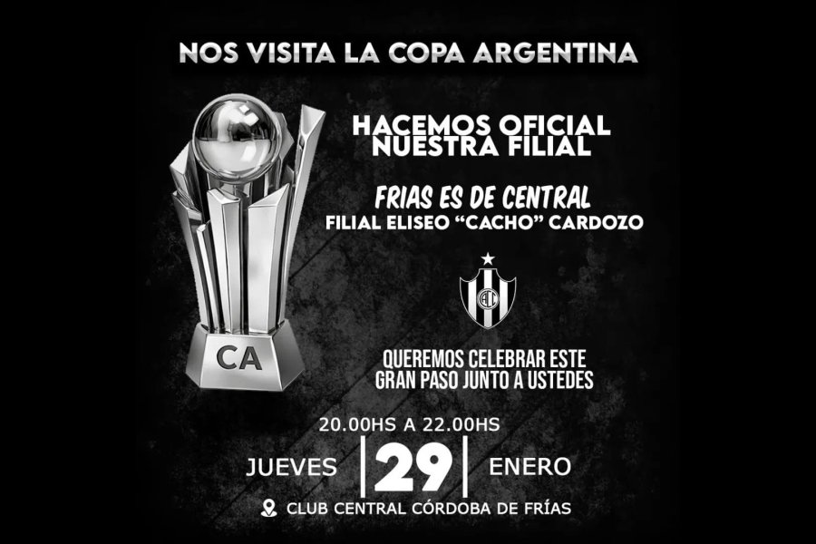 La Copa Argentina llega a Frías para el lanzamiento de la filial de Central Córdoba