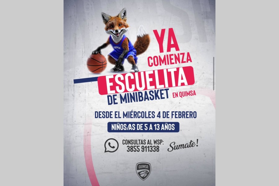 Quimsa abre las puertas de su escuelita de mini básquet para la temporada 2026