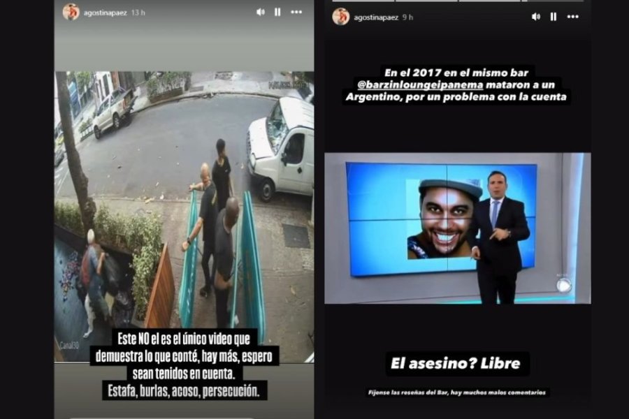 Agostina Páez vincula su caso en Brasil con un crimen ocurrido en el mismo bar