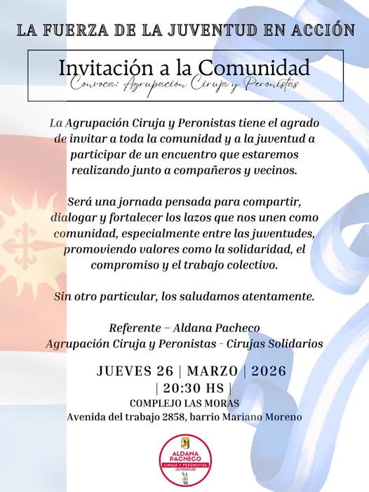 Juventud y compromiso: Convocan a un encuentro comunitario en Santiago del Estero