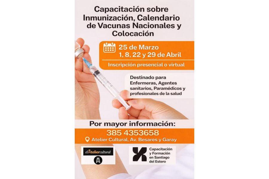 Capacitación en vacunación: Abren inscripciones para formación en Santiago del Estero