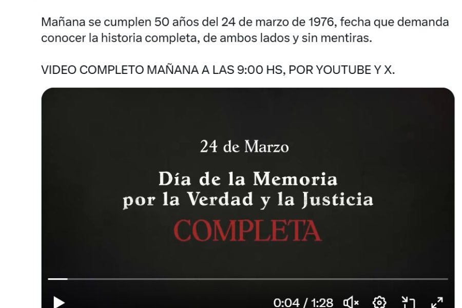 “La historia completa sin mentiras”: El Gobierno difundirá un video por los 50 años del golpe